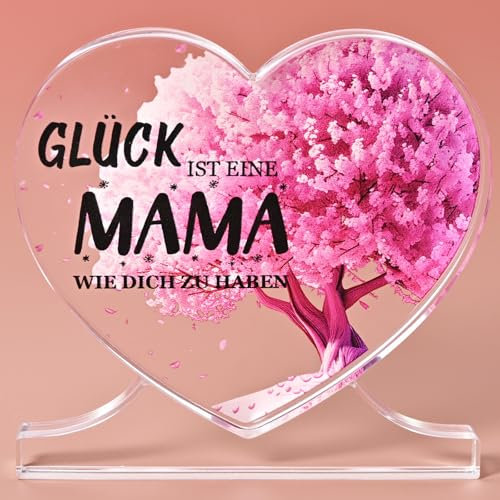 Alishomtll Geschenke für Mama, Einzigartige Herzförmiges Acryl Dekoration, Geschenk zum Muttertag von Tochter Sohn, Geschenke für Beste Mama, Geschenk Geburtstag Jahrestag Weihnachten für Mama