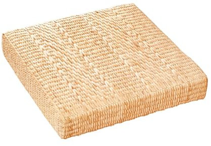 Coussin de chaise en paille tissée à la main - Tapis de sol confortable - Pouf - Tapis de yoga pour décoration de salon - 40 x 40 cm