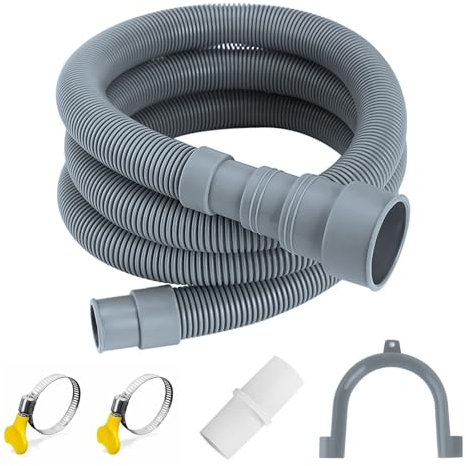 Waschmaschinenschlauch Verlängerung, 1M/1.5M/2M/3M/4M/5M Ablaufschlauch Waschmaschine, Abwasserschlauch Wohnwagen Inkl Schlauchverbinder und Schlauchschellen für Waschmaschine Geschirrspüler(1.5M)