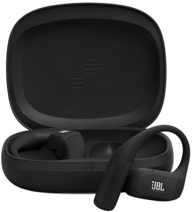 JBL Endurance Zone Auriculares Deportivos inalámbricos Abiertos True Wireless, diseño ergonómico de Gancho, OpenSound, 32 h de autonomía, Resistencia IP68, Google Finder, Negro/Gris