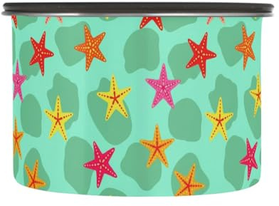 Emelivor Food Storage Containers with Lids Underwater Starfish Rocks Green Airtight Coffee Storage Container Stainless Steel Sugar Flour Canister for Coffee Bar Pantry Kitchen Home Countertop,500ML
