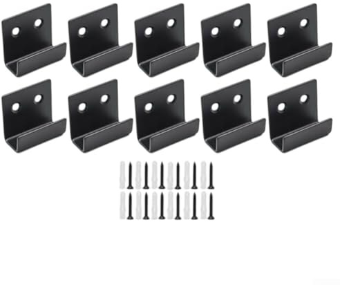 Yhenlovtt Blacksku 10er-Pack robuste Edelstahl-Spiegel-Hänge-Clips mit Schrauben und Dübeln für die Wandmontage, rahmenlose Spiegel und Bilderrahmen