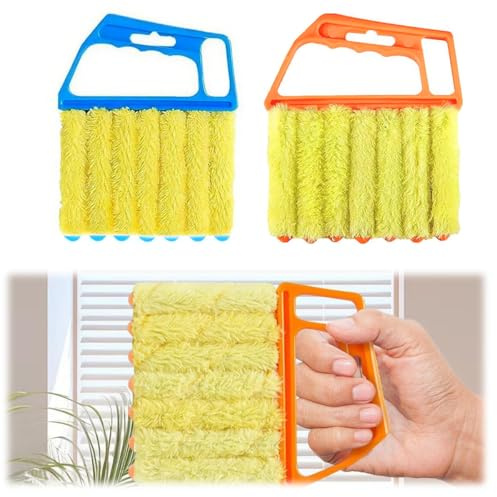 Garegce 2PCS Blind Cleaner, Venetian Blind Cleaner Tool with Ergonomic Handle for Window & Air Conditioner Blinds Car Vent Dust Dirt Home Care & Cleaning Tool Damp Duster Sponge (Blue & Orange)