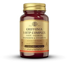 Solgar Griffonia 5-HTP Complex – Sleep and Mood Support with Valerian Root, Magnesium, and Vitamin B6 - Vegan & Gluten Free - Pack of 30