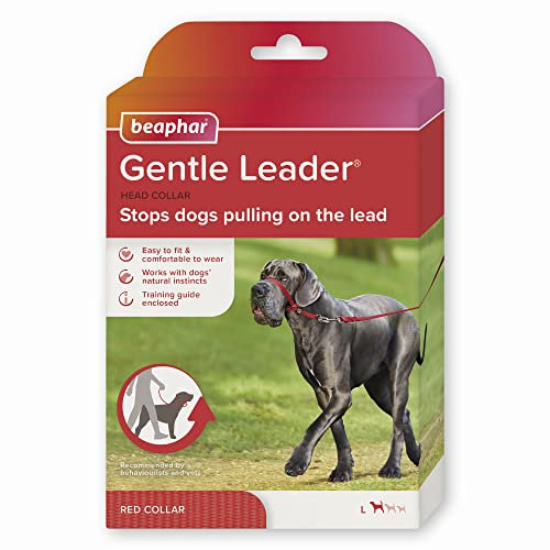 Beaphar - Gentle Leader - Head Collar for Large Dogs - Stops Pulling On The Lead - Training Aid with Immediate Effect- Endorsed by Behaviourists - Red x 1