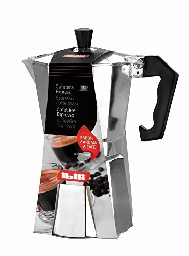 IBILI Bahia Express Moka Pot 3 cups, 150 ml, aluminium, Silver/Black, 17 x 12 x 10 cm