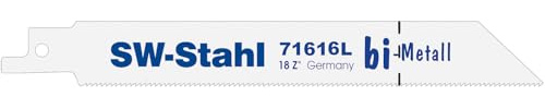 SW-Stahl 71616L Säbelsägeblatt Set - 5x HSS Reciprosägeblatt 200 mm | Zahnteilung 1.4 mm für Stahl und Edelstahl, 1.5 - 2.5 mm Materialstärke, Gefräst und Gewellt, Long Life Ausführung