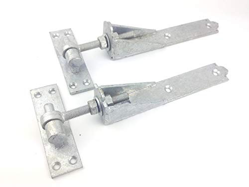 Wyre Direct Adjustable Gate Hinges - Heavy Duty Galvanised Hook & Band Hinges for Wooden Gates, 250mm, 10