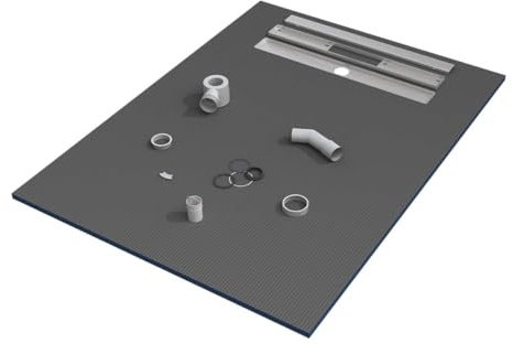 Receveur de Douche 120x90x3 cm écoulement linéaire prêt à carreler avec Siphon + Grille en INOX