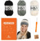 myboshi Häkelset Mütze Ikoma für Anfänger, inkl. No.1 Wolle, Häkelnadel, Wollnadeln, Anleitung, Label, Mützen-Häkelpaket, 30% Merinowolle Grau, mit Häkelnadel