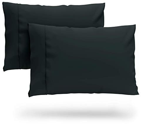 Cosy House Collection Luxury Cooling Rayon Derived from Bamboo Blend Ultra Soft Pillow Cases - Cooling & Breathable - Set of 2 Pillowcases with Envelope Closure (King, Black)