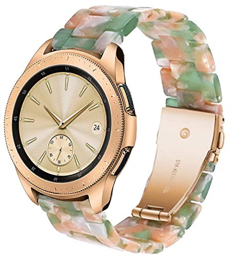 DEALELE Armband Kompatibel mit Samsung Galaxy Watch 7 / FE / 6/6 Classic / 5/5 Pro / 4/4 Classic / 3 41mm, 20mm Buntes Harz Resin Ersatz Armbänder für Huawei GT3 42mm / GT2 42mm, Rink/grün