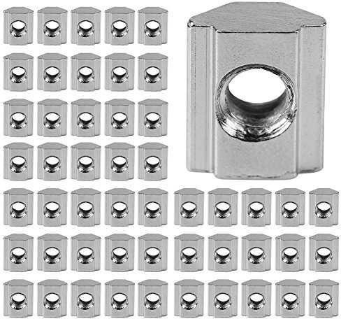 50 Stück T Nut Muttern M5 T Slot Nutensteine Aluminiumprofilmutter T-Muttern für Aluminiumprofilzubehör (European Standard 20-M5)