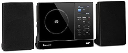 Auna Radio Portatile, Radio DAB con Bluetooth e Lettore CD, Radio FM/DAB/DAB+, Sistema Stereo AUX, Radio Dab Casa con Display LCD, Telecomando, Streaming Spotify & MP3, Radio Vintage con 2 Casse