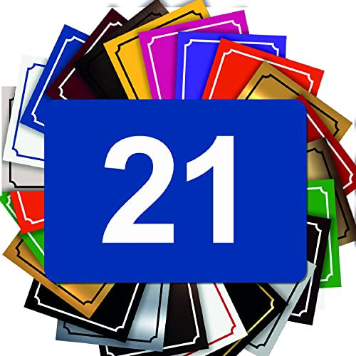 Nummer für Briefkastenaufkleber - Hausnummer PVC - Gravierte Personalisierbare Plakette - GROSS 10 x 7 cm (Blau)