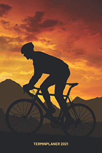 Terminplaner 2021: Mountainbiker Sonnenuntergang Design Jahresplaner und Kalender von Januar bis Dezember 2021 mit Ferien, Feiertagen und Monatsübersicht - Organizer und Zeitplaner für 1 Jahr