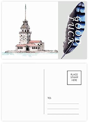 Maiden's Tower in Istanbul Türkei Glücksfeder Postkarten-Set Dankeskarte Versandseite 20 Stück