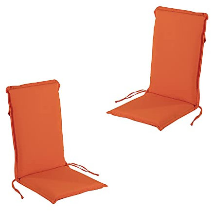 Pack 2 Cojines para sillón de jardín reclinable estándar Naranja, Medidas 109x45x4 cm, Desenfundable, Funda de cojín con Relleno para sillas de terraza, Cojines Silla de Comedor jardín