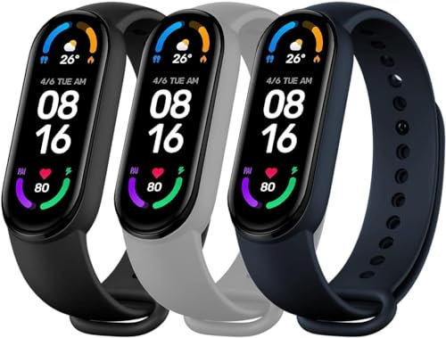 superpow?3 unités?3 Coloré Bracelet pour Xiaomi Mi Band 6/Xiaomi Mi Band 5, Bracelet de Remplacement en Silicone pour Mi Band 6/Mi Band 5,Bracelet pour montre connectée Extensible-Couleurs