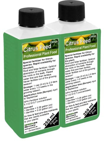 GREEN24 Engrais pour citrus, fertilisation de citrus, engrais liquide HIGH-TECH de qualité supérieure de la gamme professionnelle, engrais complet NPK pour citrus 500 ml concentrer