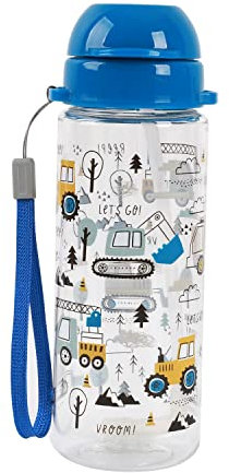 IDRINK® - Borraccia da 400 ml, motivo per bambini, con cannuccia (TRUCK)