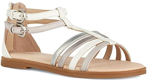 Geox Fille J Karly Girl Sandal, White Lt Rose, 30 EU