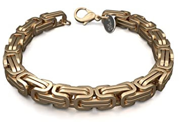 Fly Style Byzantiner Königskette Gold Edelstahl - Königsarmband Armband Herren 18 Karat vergoldete Kette - 9mm breit, 24cm lang