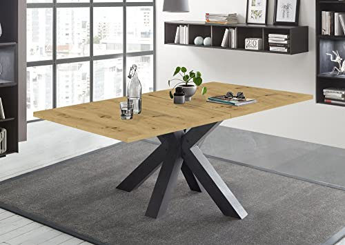 58 aufm Kessel Esstisch ausziehbar Ela 1 140 x 90 x 75 Esszimmertisch Graphit/Asteiche 13502-140