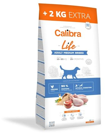 CALIBRA Dog Life Adult Medium Breed Huhn 12 kg + 2 kg