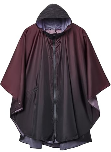 SaphiRose Poncho antipioggia unisex con cappuccio, per adulti e donne, con tasche, taglia unica