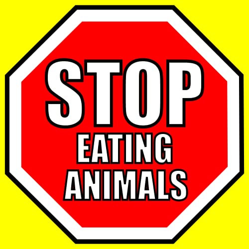Go Vegan Stop Eating Animals Stoßstangen-Aufkleber, vegetarisch, super natürliche Pflanzenleistung, Premium-Vinyl-Aufkleber, 7.6x7.6 cm, quadratisches Schild + besser als Magnete, haftet überall