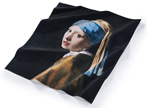 Musearta Unisex Strandhandtuch mit dem Motiv Girl with a Pearl Earring des Künstlers Johannes Vermeer aus Baumwolle in der Größe 144x180 cm, BT-JV-GE-V424283