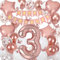 3rd Birthday Decorations for Girls, Rose Gold 40 Inch Age 3 Foil Balloons with Happy Birthday Banner and Butterfly Stickers, for Baby Shower, Girls Women Party Decorations