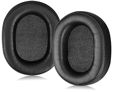 SINOWO Almohadillas de repuesto compatibles con auriculares Corsair HS65/HS55/HS55 Pro Gaming, almohadillas con espuma viscoelástica de aislamiento de ruido, piel sintética suave (negro)