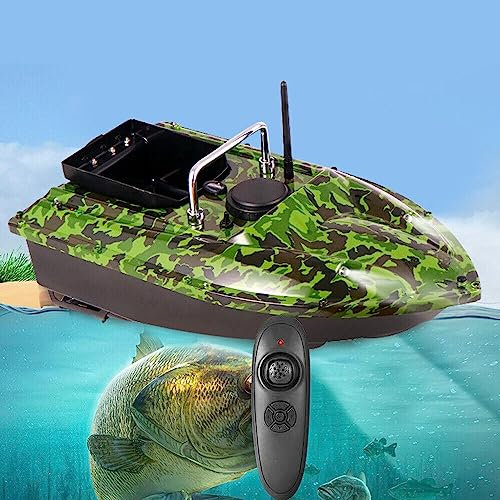 DeeDuud Ferngesteuertes Futterboot 500m FischköDer Boot 1,5kg Beladung EuropäIsche Steckdose KöDerboot Mit Nachtlicht-Positionierung Boot Zum Angeln FüR FlüSse Und Seen (Camouflage)