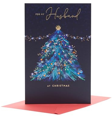 UK Greetings Weihnachtskarte für Ehemann – atemberaubendes Baum-Design