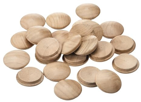 sourcing map Holzstopfen, 25 Stück 30 x 25 mm - Buchenholz-Knopfstopfen, Schraubenlochabdeckungen, dekorative Holzabdeckung für Treppenstühle, Möbel und Holzarbeiten