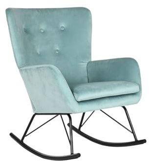 Home ESPRIT Schaukelstuhl, Schwarz, Himmelblau, Polyester, Metall, 68 x 90 x 92 cm