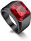 Bandmax Ring Schwarz Siegelring Ring Roter Stein Edelstahl Herren Ringe Größe 62mm Ring mit Stein 12MM breit Bandring Schmuck Accessoires