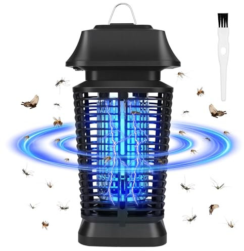 Lámpara Antimosquitos Electrico, GuKKK 20W 3500V UV Mata Mosquitos, Mata Mosquitos Electrico con Cepillo Limpio Alcance Efectivo de 80m², IPX4 Impermeable, para Interior y Exterior Jardín (B)