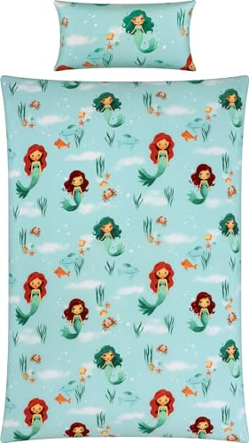 REDBEST Kinder-Bettwäsche Renforcé türkis Größe 1x 135x200 cm + 1x 40x80 cm