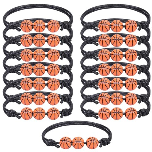 15 Pièces Basketball Bracelet Bracelets de Breloque Bracelet Tressé Réglable pour Enfants AdolescentsèAjustable pour Enfants Garçons Hommes, fête du Sport, Bracelets d'inspiration