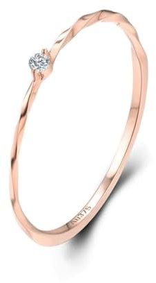 Skcess 18 Karat Roségold Eheringe Weiß Diamant Runden, Verlobungsringe Feine Runde mit Diamant Ringe Frauen Größe 54 (17.2)