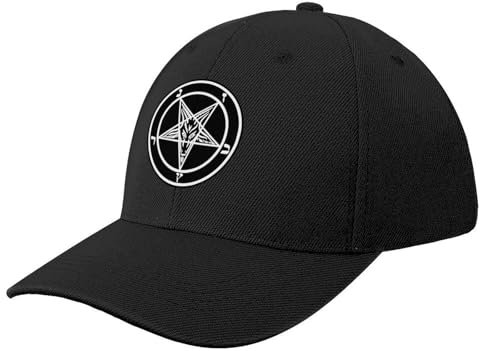 CWCMZDH Baseballmütze Baseballkappe Baphomet Ziegenkopf umgekehrtes Pentagramm okkultes satanisches Logo Baphomet okkultes schwarzes Siegel Baseballkappe Herrenkappe für Männer und Frauen