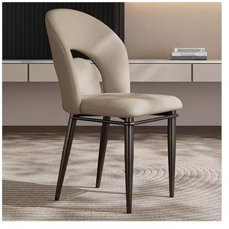 MARIYCH Esszimmerstühle, gepolsterte Küchenstühle aus PU-Leder, Stühle mit gebogener Rückenlehne und schwarzen Metallbeinen, seitlicher Akzentstuhl für Küche, Esszimmer, Schlafzimmer, Wohnzimmer