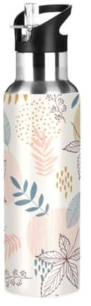 Cgiub Borraccia termica vintage con coperchio con cannuccia, senza BPA, 623,7 g, a prova di perdite, in acciaio inox, borraccia sportiva sottovuoto, a doppia parete, per palestra, ciclismo, viaggi,