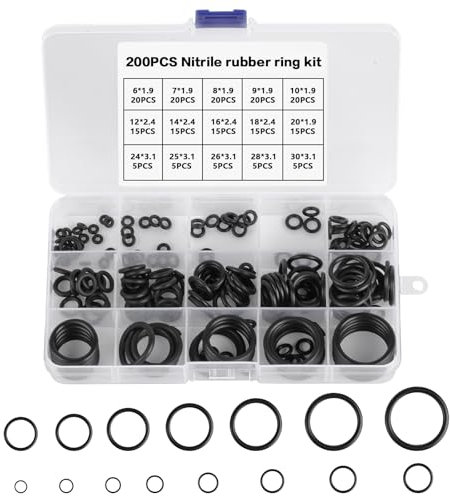 200 Pcs Rubber O Rings Rubber Assorted Seal Kit, O Ring Kit, Rubber Washers Seals Set, Rubber O-Rings Seals Gaskets Spacers Set, Kitchen Tap Washers for Mixer Taps Plumbing Washers Seal O-Ring Kit