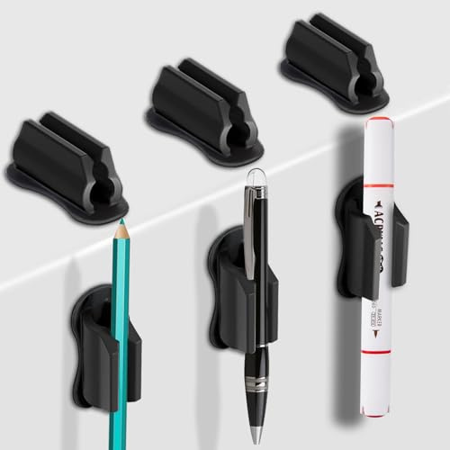 Klebestifthalter für Wand Bleistifthalter für Schreibtisch, 6PCS Silikon-Stifthalter für Klemmbrett, Markerhalter klebrigen Stifthalter für Schreibtisch, Lehrer liefert Schreibtisch Organizer(schwarz)