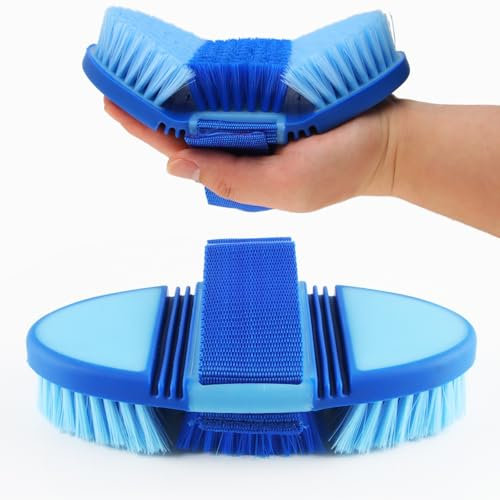 Kardätsche Pferdebürste, Hillylolly Wurzelbürste Pferd Lange Borsten, Pferdebürste Weich, Magic Brush Pferd, Reinigungsbürste Pferd, Wurzelkardätsche für Kinder und Pferdefreunde, Blau