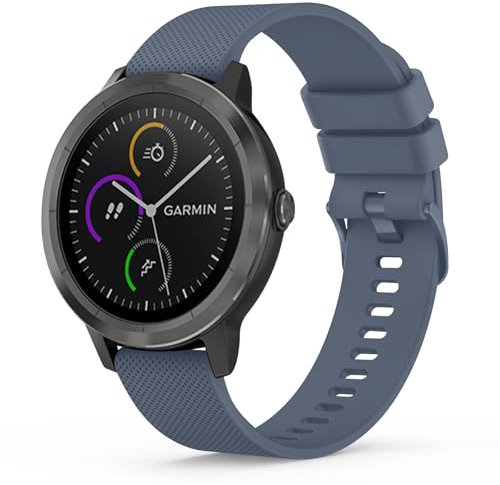 20mm Strap for Garmin Vivoactive 3/3 Music/Venu/Venu 2 Plus/sq/sq 2/Forerunner 245/645/55, Soft Silicone Watch Band Replacement for Garmin Vivomove HR (Blue Gray)